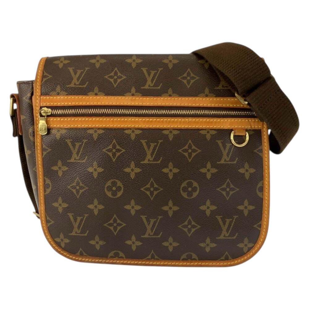 LOUIS VUITTON Authentic Brown Monogram Leather Messenger Shoulder Bag